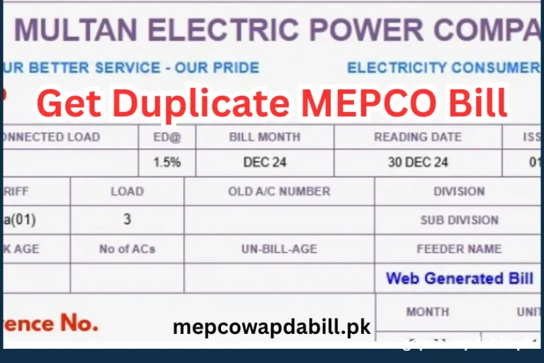 Get Duplicate MEPCO Bill